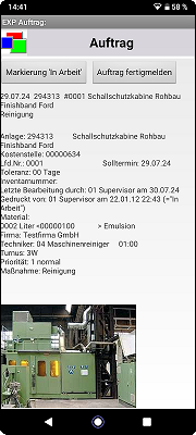 Instandhaltungssoftware EXP-Instandhaltung. App Auftragsansicht #3